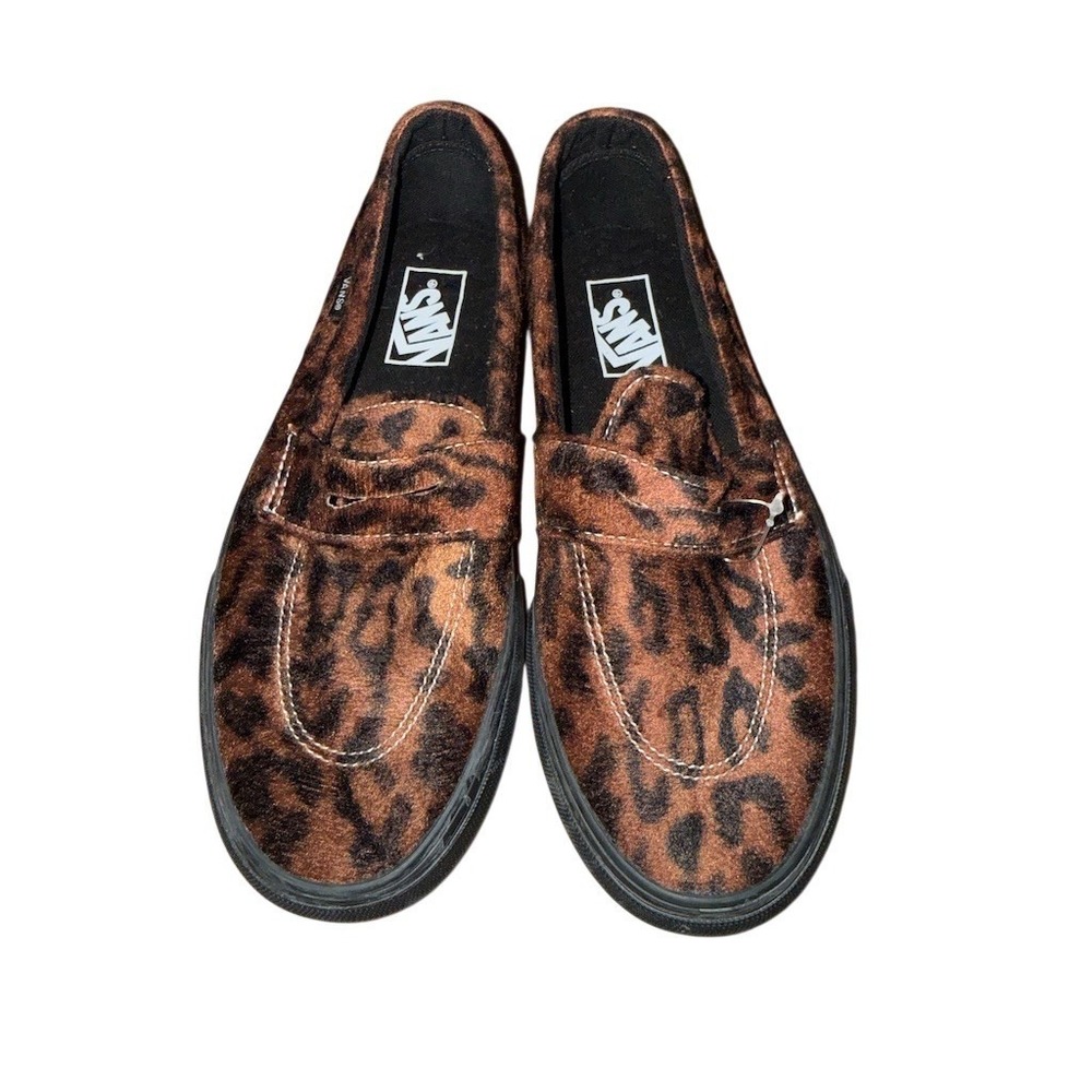 Vans Leopard Print Slip-On Loafer Flats Brown Womens 8.5 Mens 7 EU 39 Mob wife